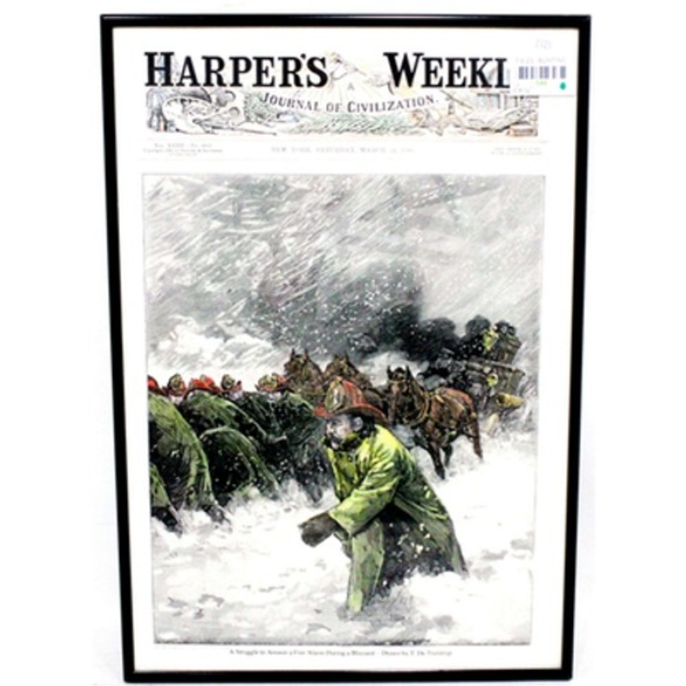 Harper's Weekly Saturday March 24, 1888 Blizzard Of 1888 NYC Firemen Snow Signed